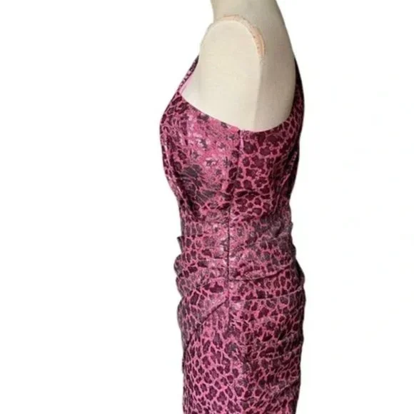 Ramy Brooke  Linda One Shoulder Mini Dress in Pink Animal Print XS NWT $525 - Picture 7 of 11